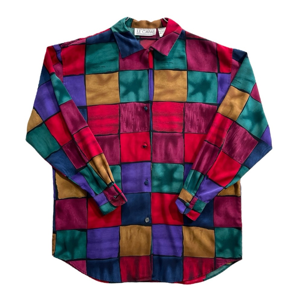 LE CAVIAR Colorful Checkered Shirt Women’s Medium
